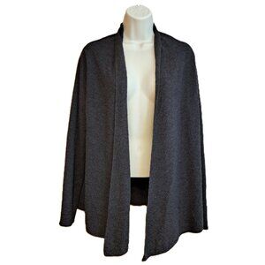 Eileen Fisher Open Front Cardigan Sweater Wool Gray Shawl Collar Sz M Lagenlook